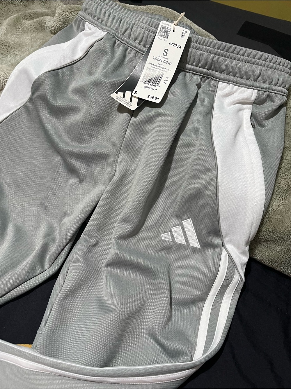 adidas Gray and White Kids Athletic Joggers
